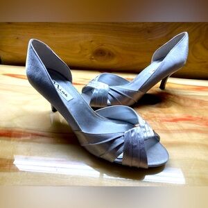 Satin Peep Toe Pumps